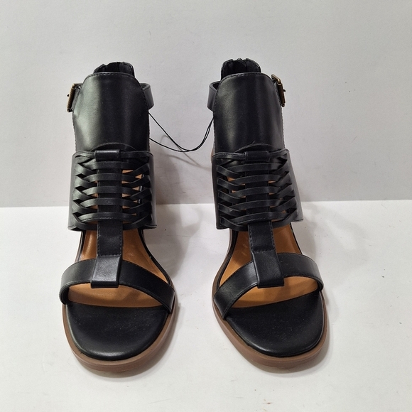 Ariana NEW Black SuperCush Gladiator Open Toe Woven Stacked Chunky Heel Shoe 9.5 - Picture 8 of 11
